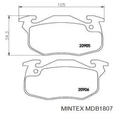 Передние тормозные колодки MDB1807 Mintex