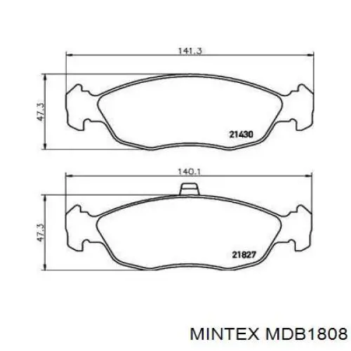 Передние тормозные колодки MDB1808 Mintex