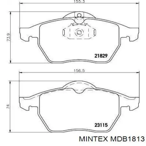 MDB1813 Mintex колодки тормозные передние дисковые