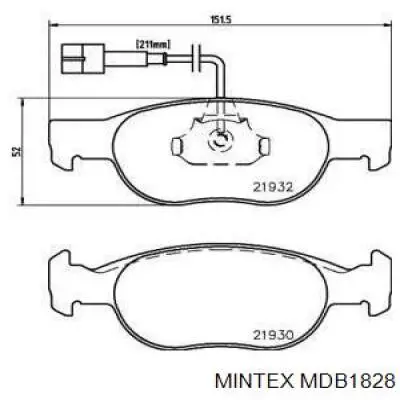 MDB1828 Mintex колодки тормозные передние дисковые