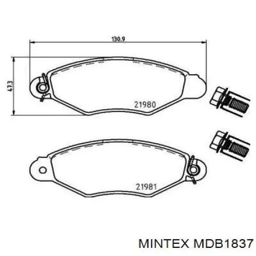 MDB1837 Mintex колодки тормозные передние дисковые