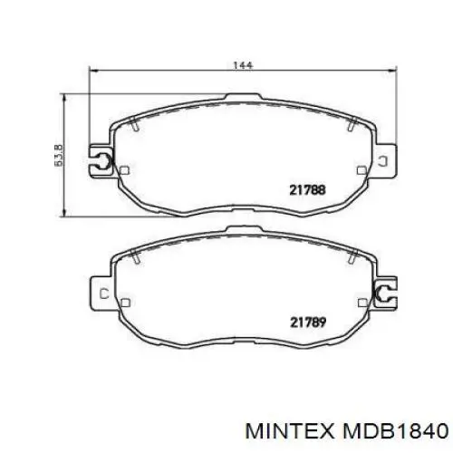 Передние тормозные колодки MDB1840 Mintex