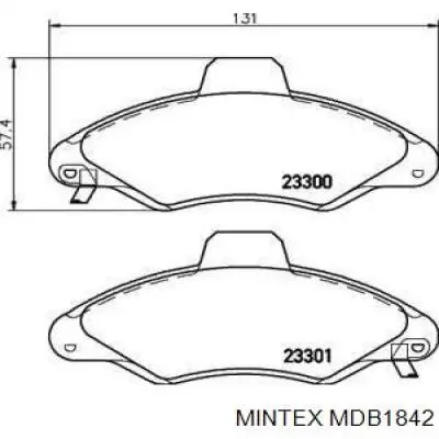 MDB1842 Mintex колодки тормозные передние дисковые