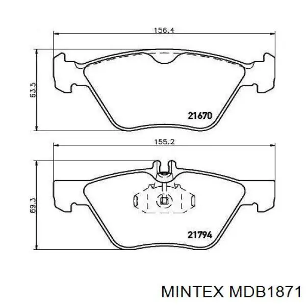 Колодки тормозные передние дисковые Mintex MDB1871
