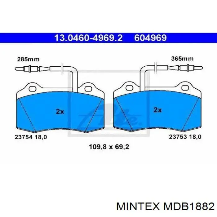 MDB1882 Mintex передние тормозные колодки