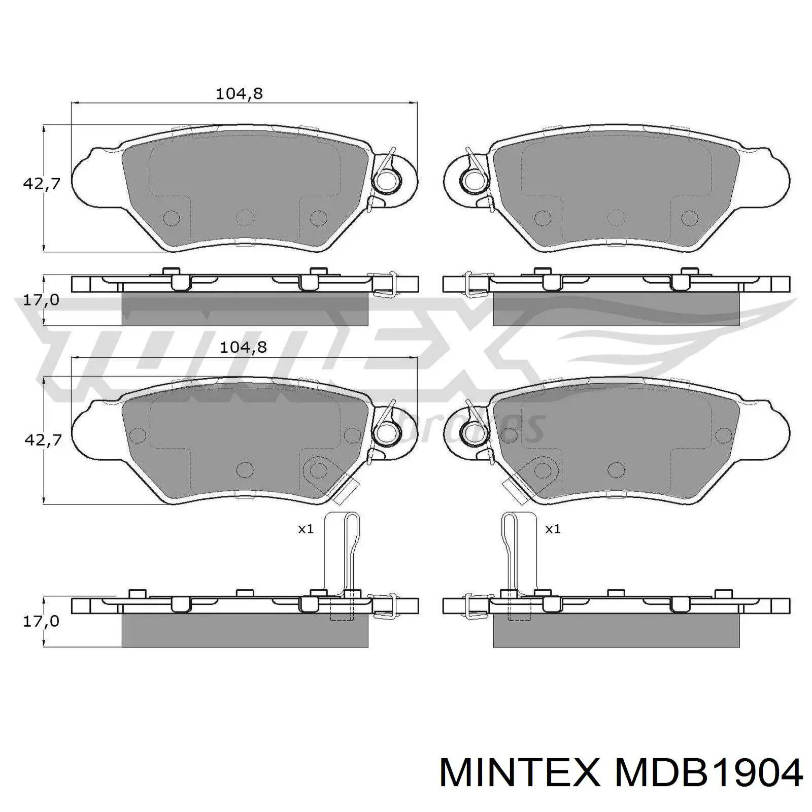 Колодки гальмові задні, дискові MDB1904 Mintex