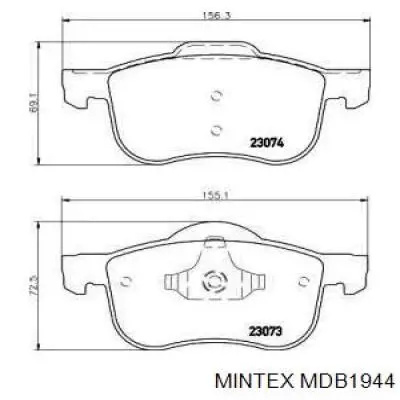 MDB1944 Mintex колодки тормозные передние дисковые