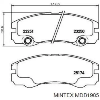 Передние тормозные колодки MDB1985 Mintex