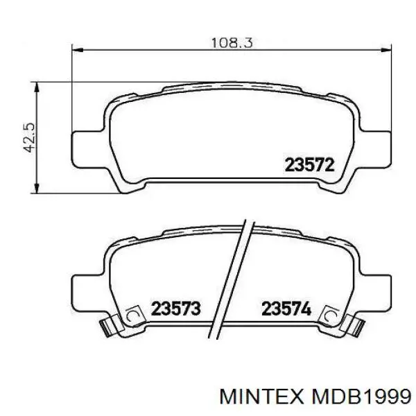 MDB1999 Mintex задние тормозные колодки
