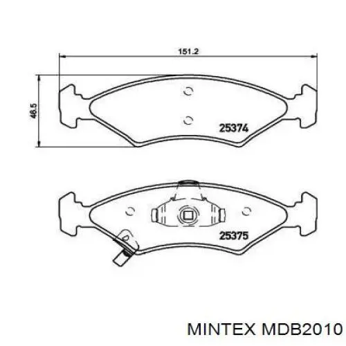 MDB2010 Mintex колодки тормозные передние дисковые