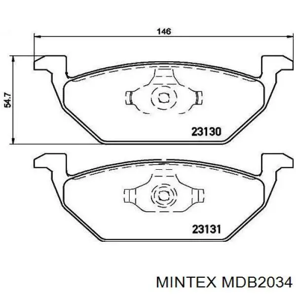 Колодки тормозные передние дисковые MINTEX MDB2034