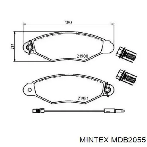 MDB2055 Mintex колодки тормозные передние дисковые