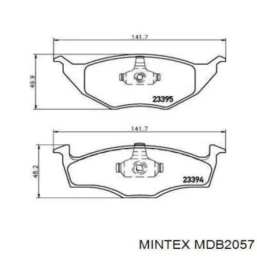 MDB2057 Mintex колодки тормозные передние дисковые