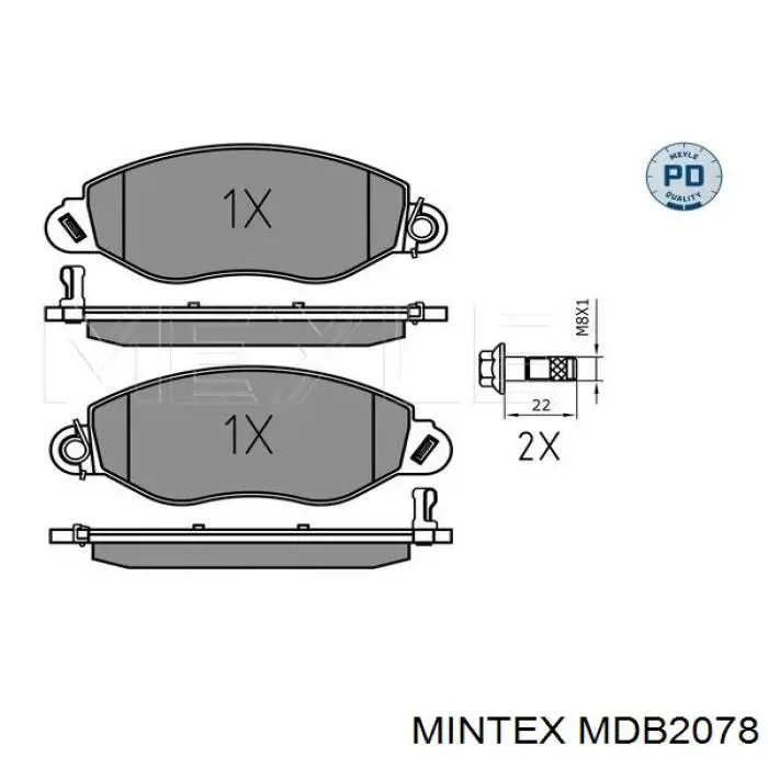 Передние тормозные колодки MDB2078 Mintex