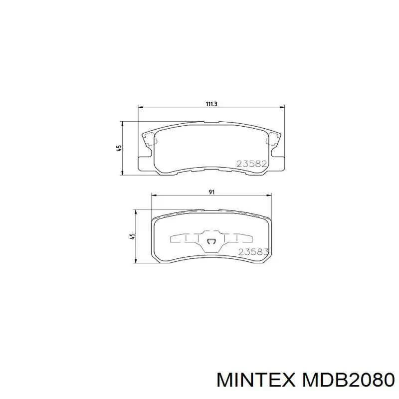 MDB2080 Mintex колодки тормозные задние дисковые