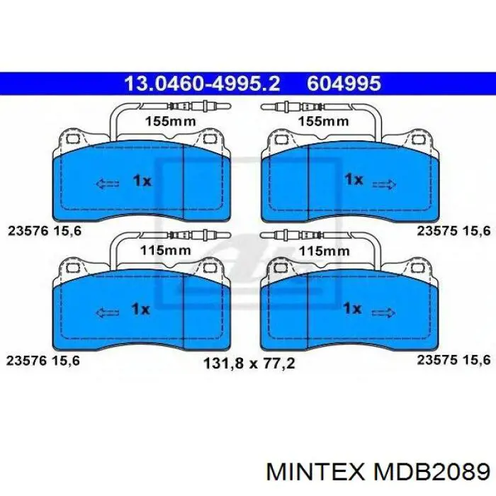 MDB2089 Mintex колодки тормозные передние дисковые