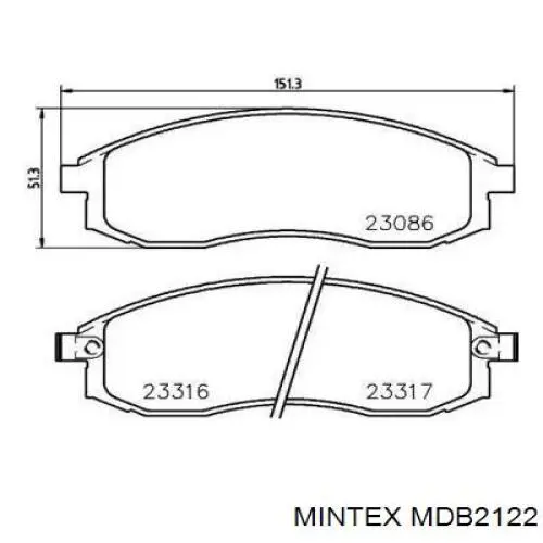 Передние тормозные колодки MDB2122 Mintex