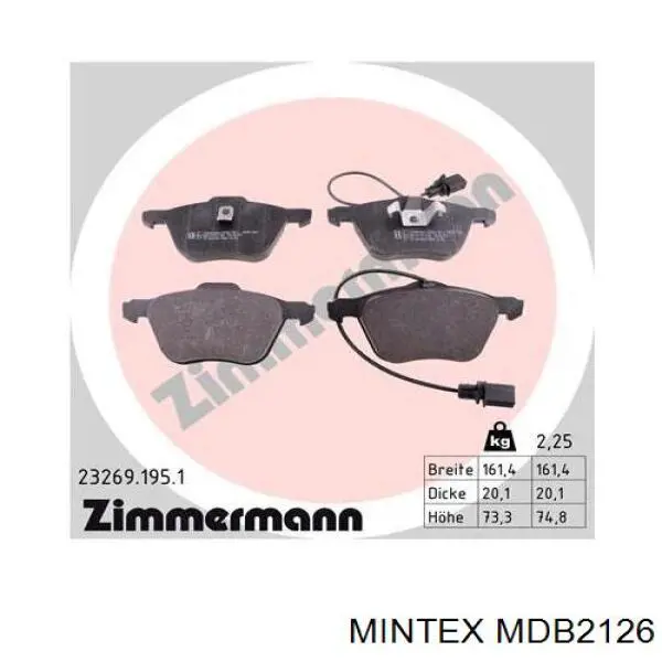 Тормозные колодки Mintex MDB2126