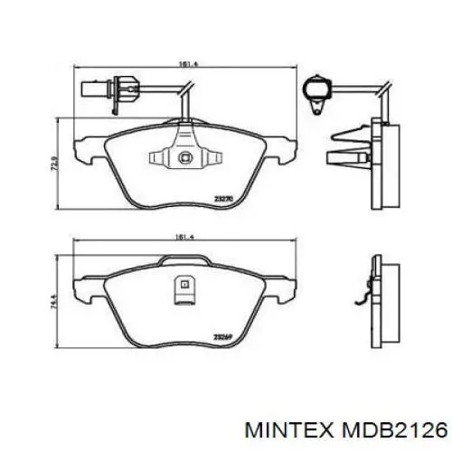 Колодки тормозные передние дисковые Mintex MDB2126