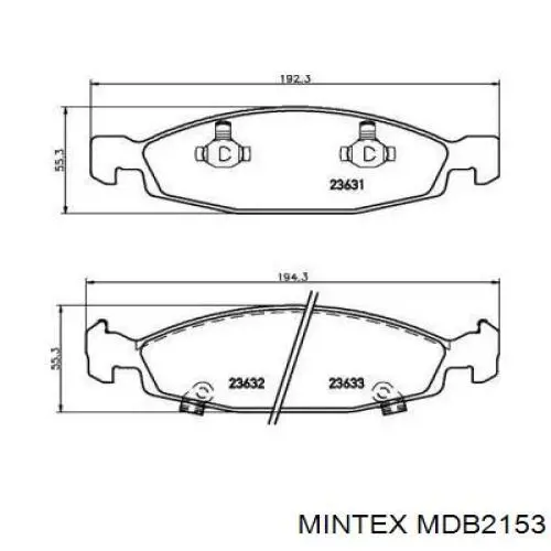 MDB2153 Mintex колодки тормозные передние дисковые