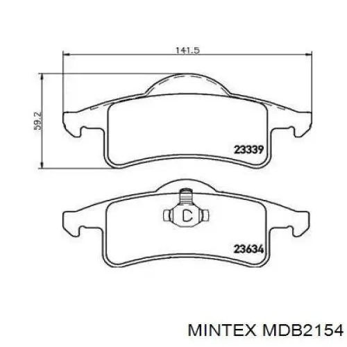 Задние тормозные колодки MDB2154 Mintex