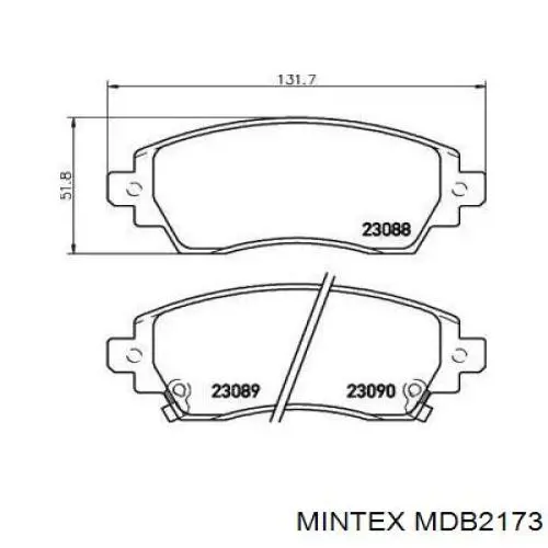 MDB2173 Mintex колодки тормозные передние дисковые