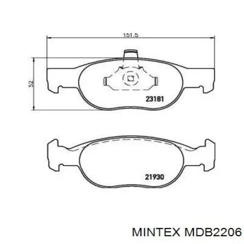 Передние тормозные колодки MDB2206 Mintex