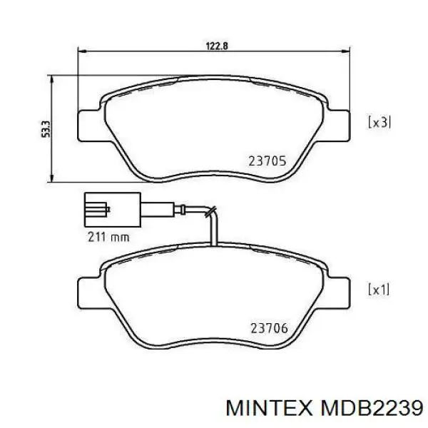 Передние тормозные колодки MDB2239 Mintex