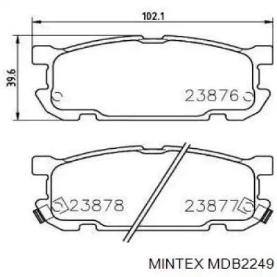 Задние тормозные колодки MDB2249 Mintex