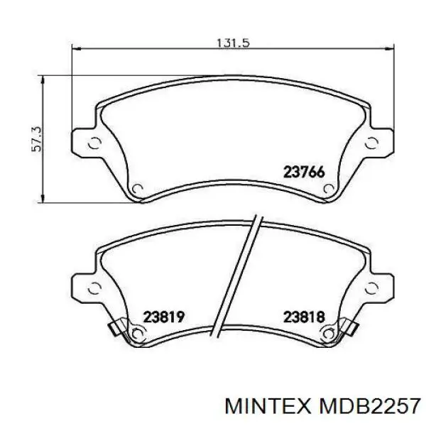 MDB2257 Mintex колодки тормозные передние дисковые