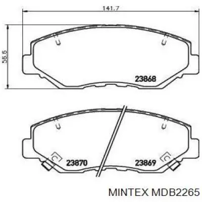 Передние тормозные колодки MDB2265 Mintex