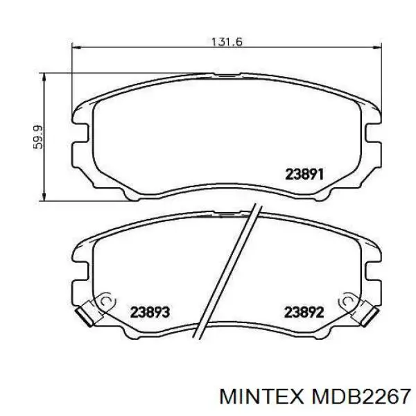 MDB2267 Mintex колодки тормозные передние дисковые