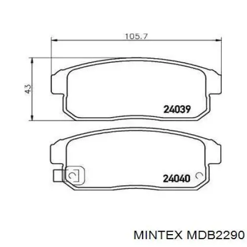 Задние тормозные колодки MDB2290 Mintex