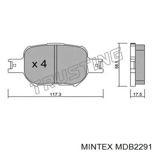 Передние тормозные колодки MDB2291 Mintex