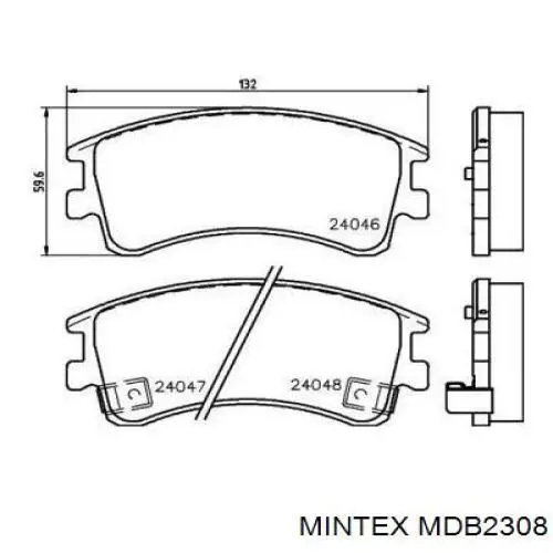 MDB2308 Mintex колодки тормозные передние дисковые