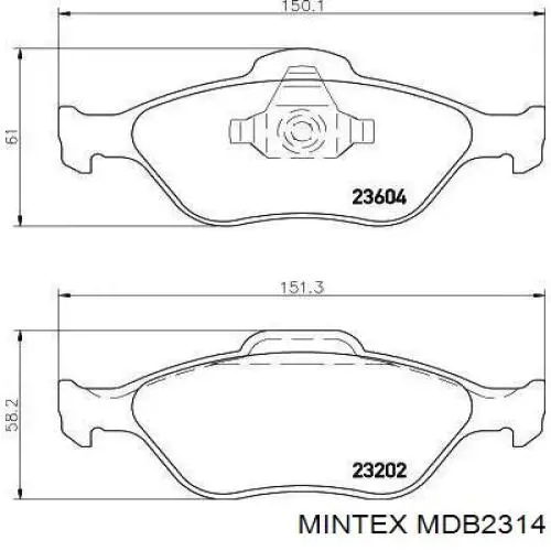MDB2314 Mintex колодки тормозные передние дисковые