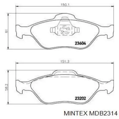 Купить MDB2314 Mintex Колодки тормозные