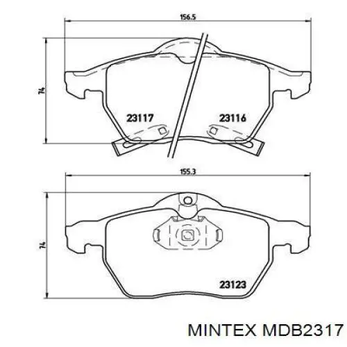 MDB2317 Mintex колодки тормозные передние дисковые