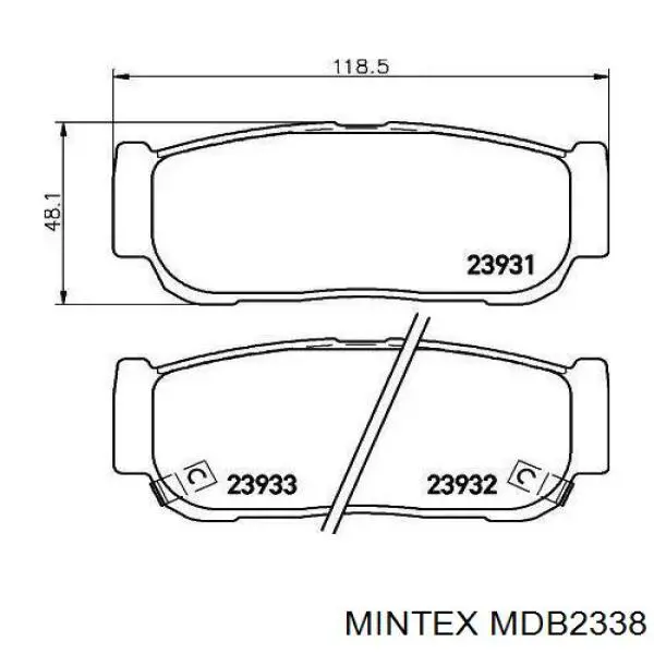 MDB2338 Mintex задние тормозные колодки