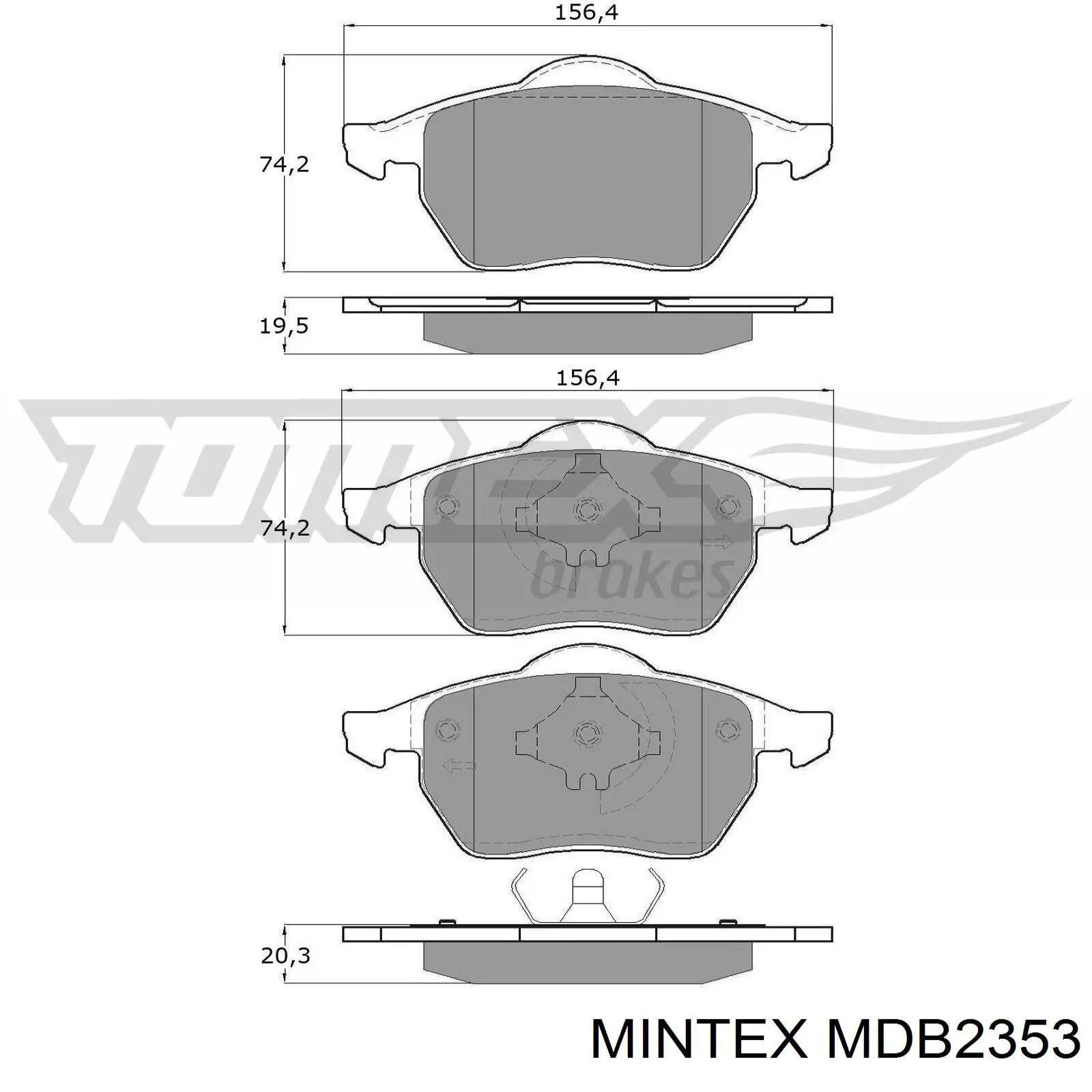 Передние тормозные колодки MDB2353 Mintex