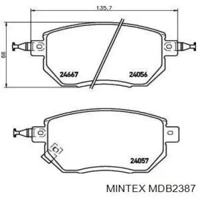 MDB2387 Mintex колодки тормозные передние дисковые