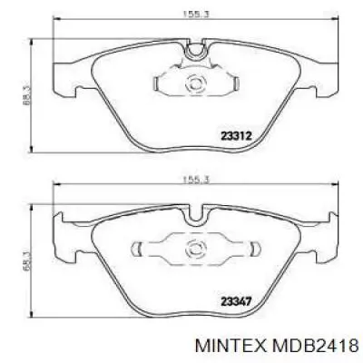 Колодки тормозные передние дисковые Mintex MDB2418