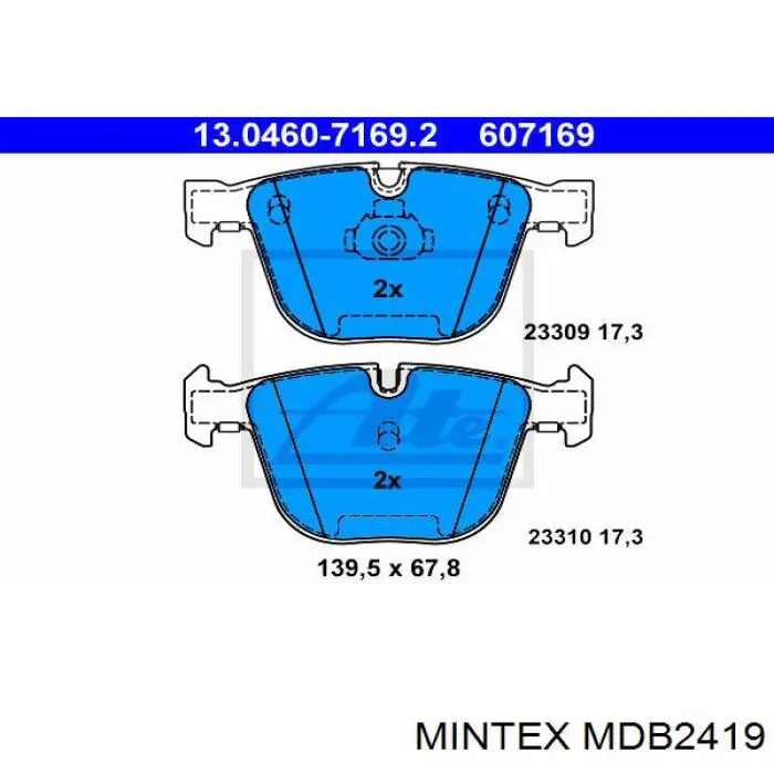 Передние тормозные колодки MDB2419 Mintex