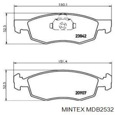 MDB2532 Mintex колодки тормозные передние дисковые