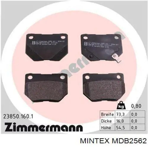 Колодки дисковые  Mintex MDB2562 цена, от 16.91 USD
