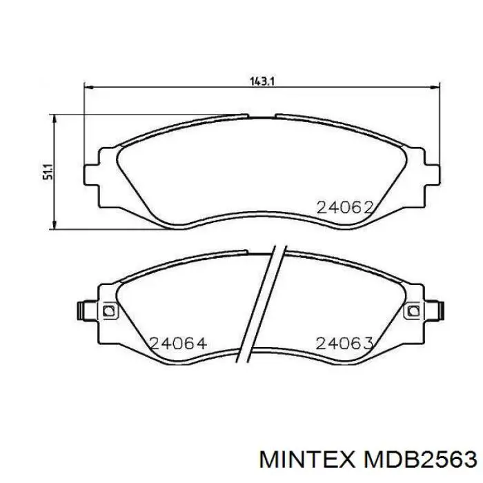MDB2563 Mintex колодки тормозные передние дисковые