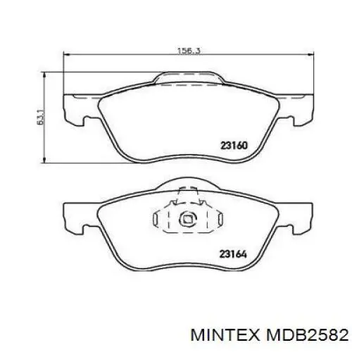 Передние тормозные колодки MDB2582 Mintex