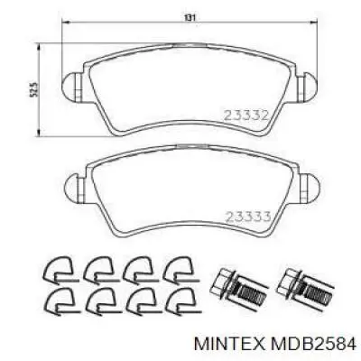MDB2584 Mintex колодки тормозные передние дисковые