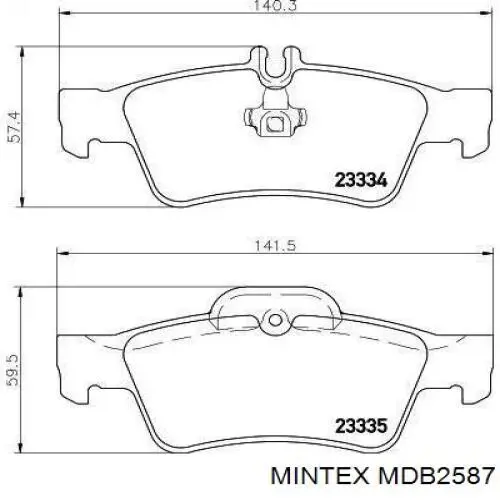 Задние тормозные колодки MDB2587 Mintex