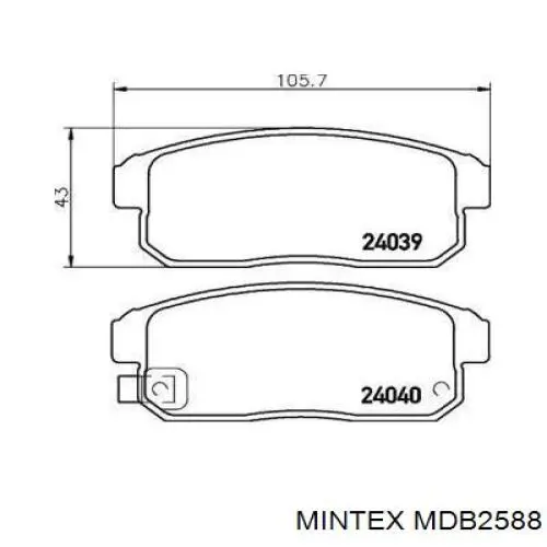 MDB2588 Mintex колодки тормозные задние дисковые
